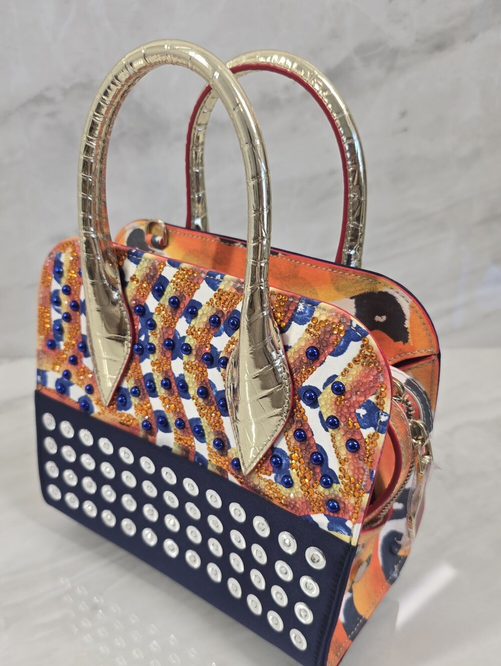 Christian Louboutin Embellished Multi-Color Women's Tote with Gold Handles